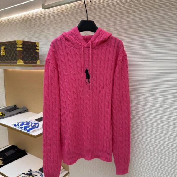 designer,replica,clothing,fake,1:1,lv,luxury,high quality Ralph Lauren Embroidered Hooded Cable Knit Sweater (7LJA1)