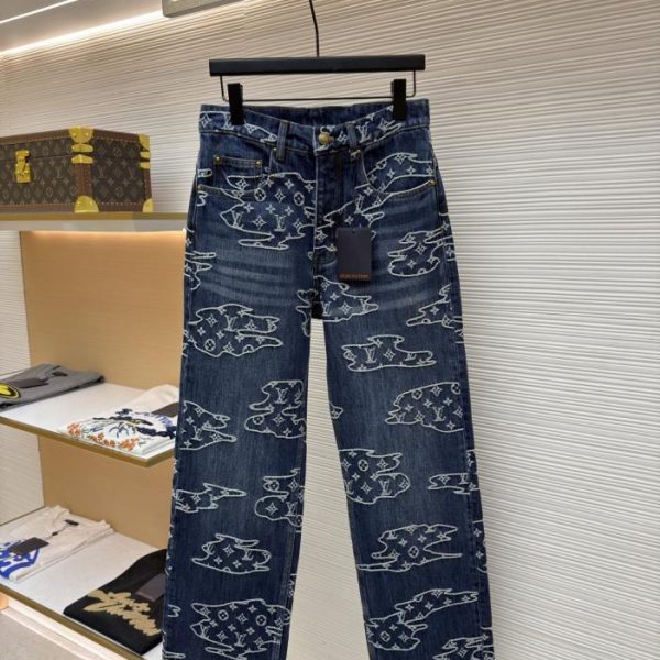 designer,replica,clothing,fake,1:1,lv,luxury,high quality LOUIS VUITTON Cloud Jacquard Patchwork Jeans (R6UVN)