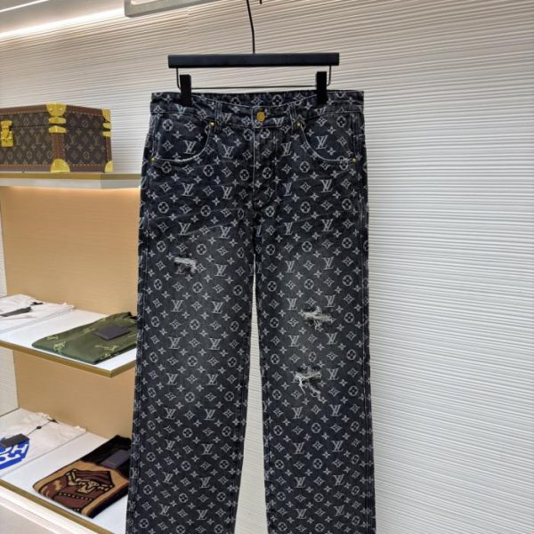 designer,replica,clothing,fake,1:1,lv,luxury,high quality LOUIS VUITTON Limited Edition Distressed Jacquard Jeans with Little Red Man Embroidery (IJMLW)