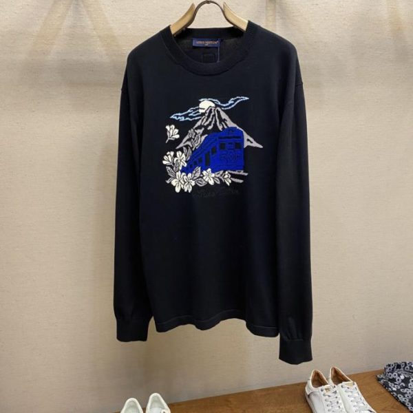 designer,replica,clothing,fake,1:1,lv,luxury,high quality LV Niga collaboration volcano embroidery knit crew neck sweater (2HXTS)