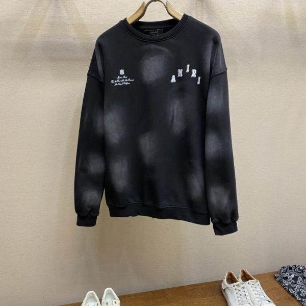 designer,replica,clothing,fake,1:1,lv,luxury,high quality AMIRI New Washed Distressed Pure Cotton Terry Cloth Heavyweight Crew Neck Sweatshirt (IK9QQ)