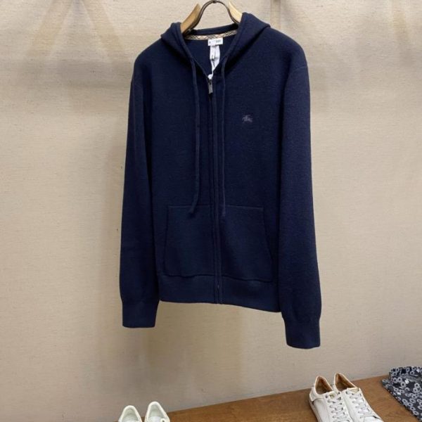 designer,replica,clothing,fake,1:1,lv,luxury,high quality Burberry wool blend zip-up hooded embroidered jacket (64NWD)