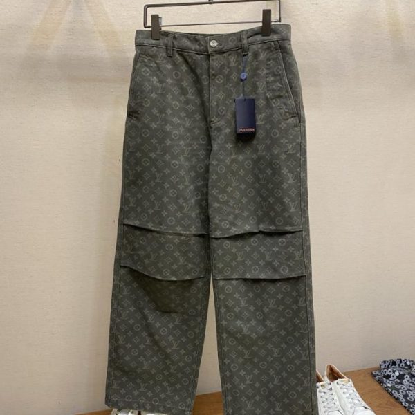 designer,replica,clothing,fake,1:1,lv,luxury,high quality Louis Vuitton monogram wide-leg jeans (HLOYB)