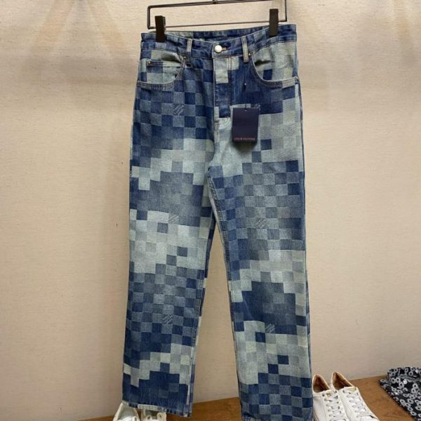 designer,replica,clothing,fake,1:1,lv,luxury,high quality Louis Vuitton 24SS Blurred Damier Jeans (21QW1)