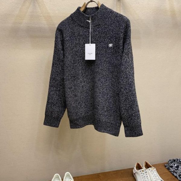designer,replica,clothing,fake,1:1,lv,luxury,high quality Celine half-zip heather gray couple’s sweater (3CD57)