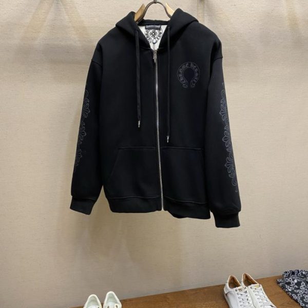 designer,replica,clothing,fake,1:1,lv,luxury,high quality Chrome Hearts Horseshoe Zipper Hoodie (11NTZ)