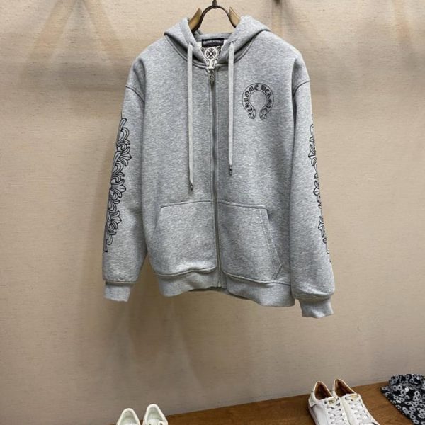 designer,replica,clothing,fake,1:1,lv,luxury,high quality Chrome Hearts Horseshoe Zipper Hoodie (UTD38)
