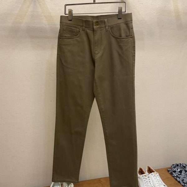 designer,replica,clothing,fake,1:1,lv,luxury,high quality Fendi FD Khaki Cotton Brushed Back Pocket with Embroidered Label Casual Pants (EDI31)