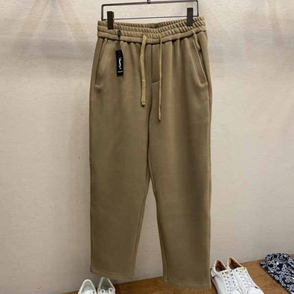 designer,replica,clothing,fake,1:1,lv,luxury,high quality YSL Coffee Brown Baby Fleece Wide-Leg Casual Pants (JDZFY)