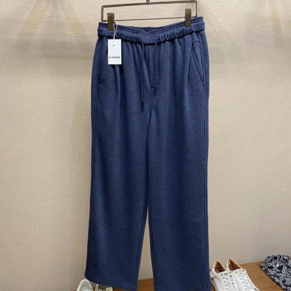 designer,replica,clothing,fake,1:1,lv,luxury,high quality JIL SANDER Metallic Blue Cotton Straight Leg Pants (G7GRB)