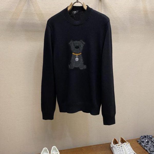designer,replica,clothing,fake,1:1,lv,luxury,high quality Fendi Early Spring Collection Cute Dog Pullover Crew Neck Sweater (77NKG)