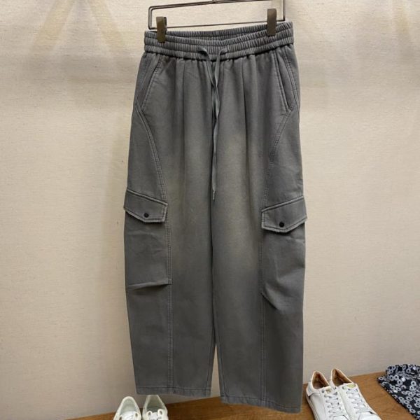designer,replica,clothing,fake,1:1,lv,luxury,high quality MM6 Washed Grey Fleece-Lined Cargo Pants (NYA0I)