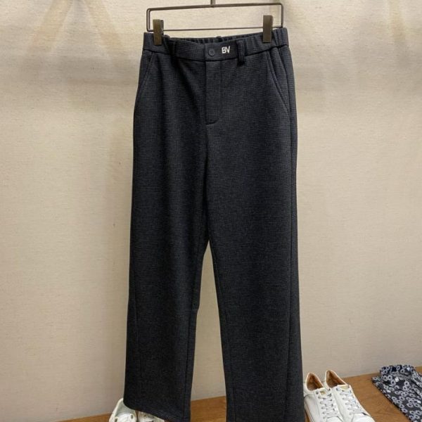 designer,replica,clothing,fake,1:1,lv,luxury,high quality Bottega Veneta high-end style dark gray wool trousers with subtle plaid texture (T44RU)