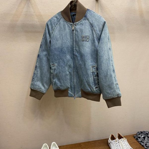 designer,replica,clothing,fake,1:1,lv,luxury,high quality Miu Miu Denim Bomber Jacket (A2IWK)