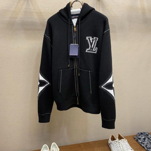 designer,replica,clothing,fake,1:1,lv,luxury,high quality LV Knit Intarsia Zip-Up Cardigan (V3SYA)