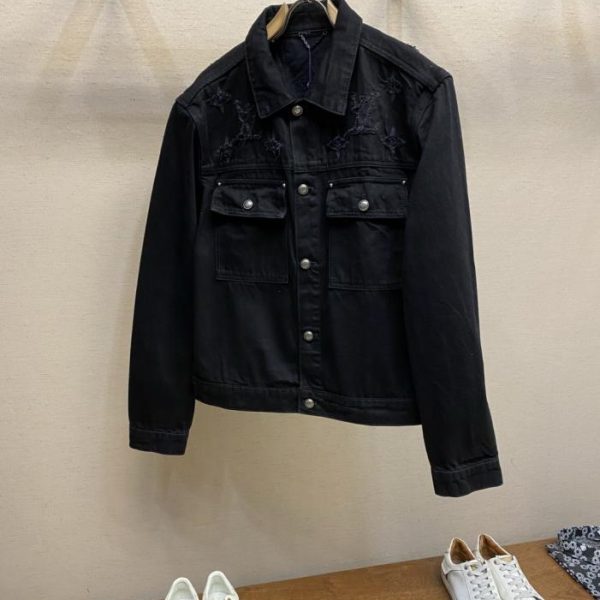 designer,replica,clothing,fake,1:1,lv,luxury,high quality Louis Vuitton washed distressed denim jacket (SLKO3)