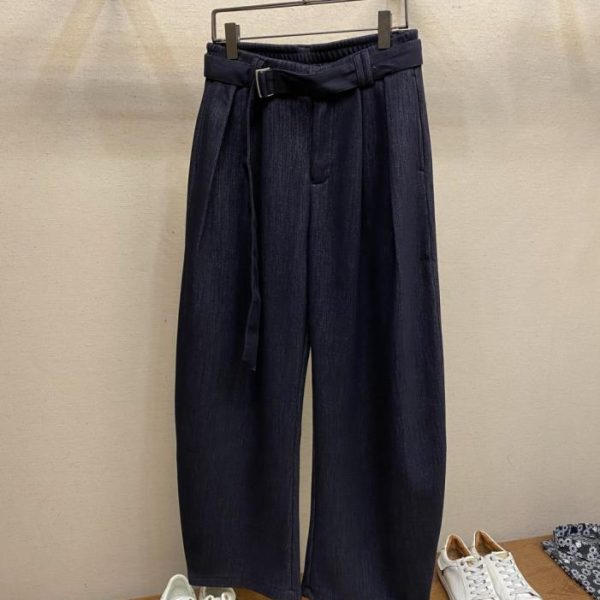 designer,replica,clothing,fake,1:1,lv,luxury,high quality PVLT… High-weight fleece-lined wide-leg pants with a belt (ZAAWR)