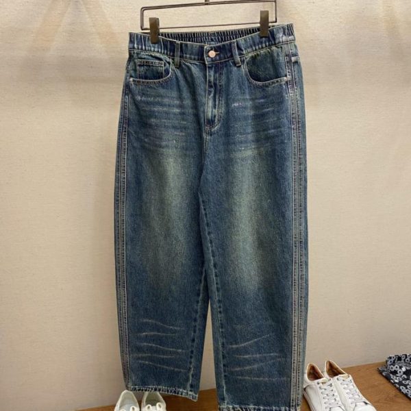 designer,replica,clothing,fake,1:1,lv,luxury,high quality BV metallic brushed heavy-duty blue jeans (81IYU)