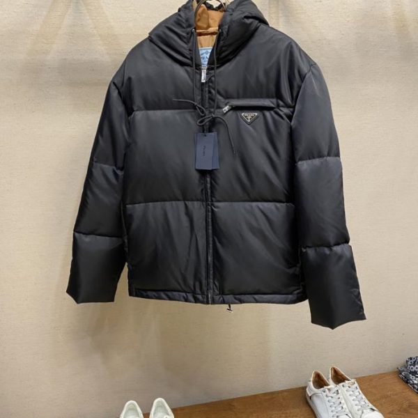 designer,replica,clothing,fake,1:1,lv,luxury,high quality Prada nylon color-blocked hooded down jacket (2UA66)