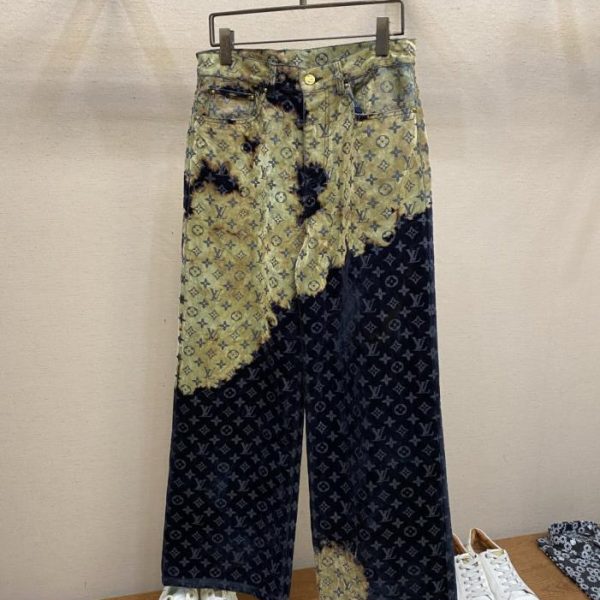 designer,replica,clothing,fake,1:1,lv,luxury,high quality LV flocked sunset cloud denim trousers (60O23)