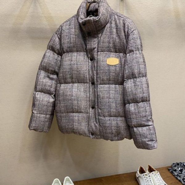 designer,replica,clothing,fake,1:1,lv,luxury,high quality LV stand-collar plaid tweed belted coat (LV61T)