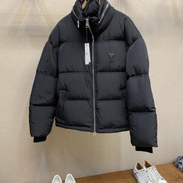 designer,replica,clothing,fake,1:1,lv,luxury,high quality AMIPARIS Heart-Patterned Leather Label Down Jacket (S77FD)