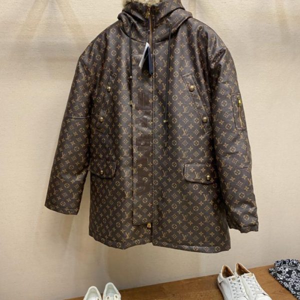 designer,replica,clothing,fake,1:1,lv,luxury,high quality LV monogram hooded parka (92ZWU)