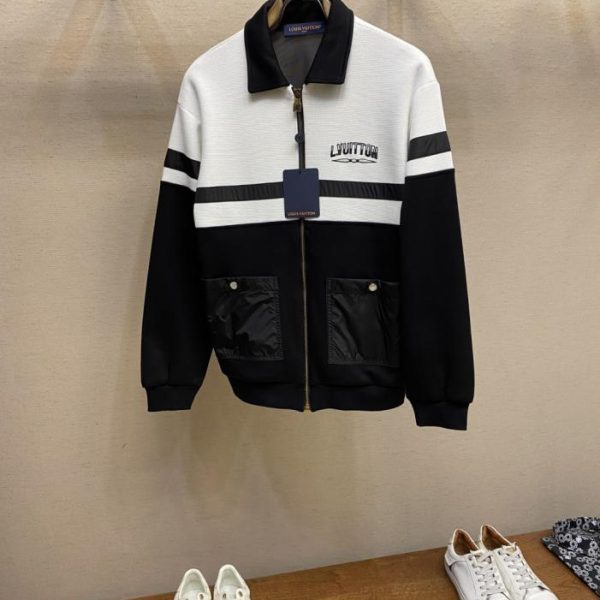 designer,replica,clothing,fake,1:1,lv,luxury,high quality LV Jackson Wang’s high-tech fabric patchwork mixed knit cotton sports collar jacket (DM7O0)
