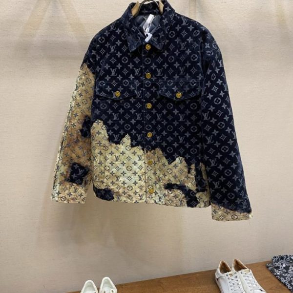 designer,replica,clothing,fake,1:1,lv,luxury,high quality LV Fiery Cloud Print Collared Casual Denim Jacket (MG99A)