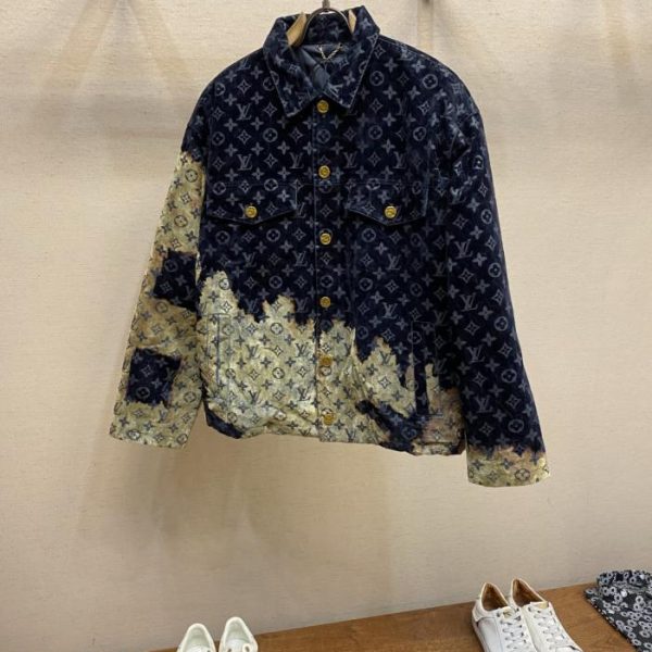 designer,replica,clothing,fake,1:1,lv,luxury,high quality LV flocked cloud-patterned denim jacket (XJU1Q)