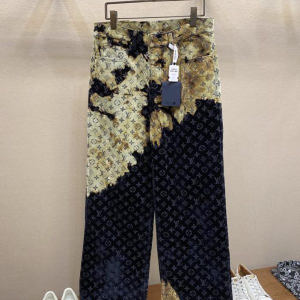 designer,replica,clothing,fake,1:1,lv,luxury,high quality LV faded cloud pattern loose-fitting jeans (JJ3R8)