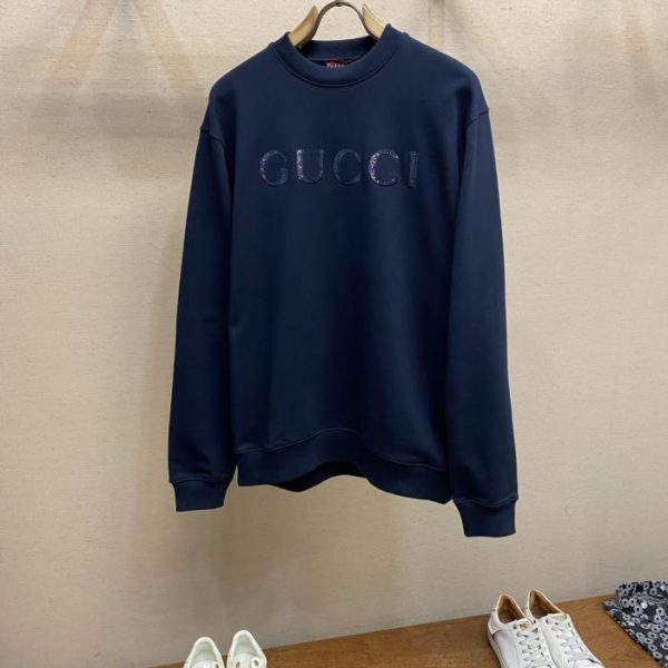 designer,replica,clothing,fake,1:1,lv,luxury,high quality Gucci sequined letter embroidered crewneck sweatshirt (4JH9W)