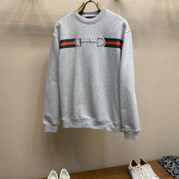 designer,replica,clothing,fake,1:1,lv,luxury,high quality Gucci embroidered crewneck sweatshirt with lock buckle (3WUIO)