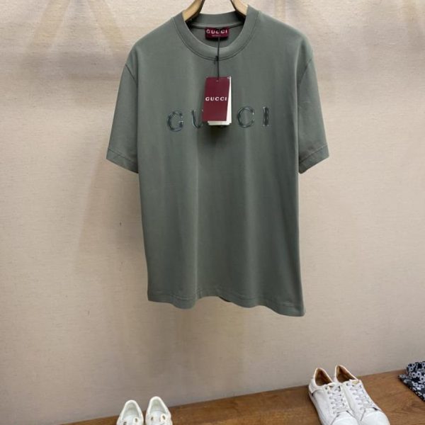 designer,replica,clothing,fake,1:1,lv,luxury,high quality Gucci Forest Green Heavyweight Ready-to-Wear Cotton Short-Sleeve T-Shirt (2HET1)