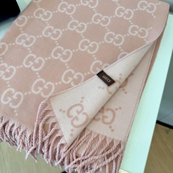 designer,replica,clothing,fake,1:1,lv,luxury,high quality Gucci soft jacquard wool scarf with double G logo interwoven pattern (0TQU7)