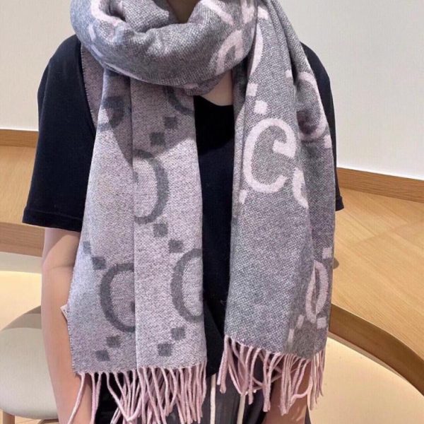 designer,replica,clothing,fake,1:1,lv,luxury,high quality Gucci’s latest ZG synchronized double-sided cashmere jacquard scarf (2A77X)