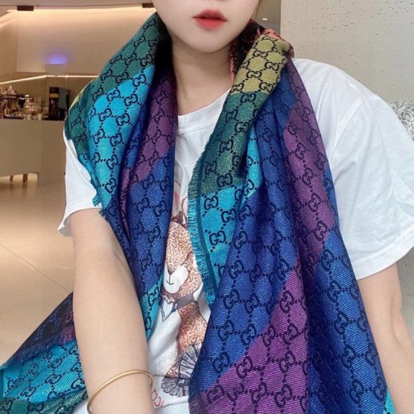 designer,replica,clothing,fake,1:1,lv,luxury,high quality Gucci jacquard scarf with metallic rainbow pattern (LV4LS)