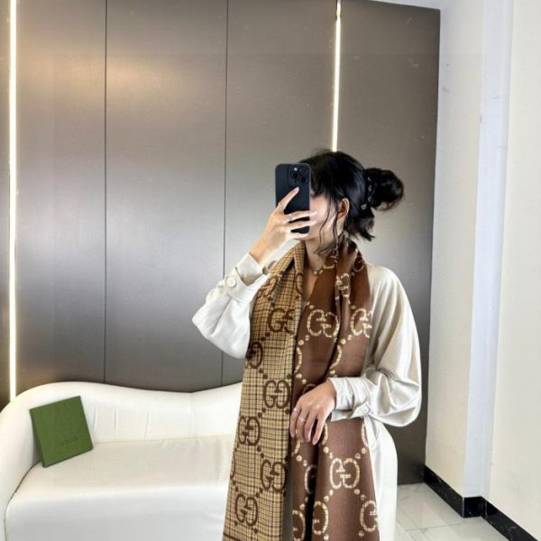 designer,replica,clothing,fake,1:1,lv,luxury,high quality GG pattern double-sided jacquard wool scarf (34NNE)