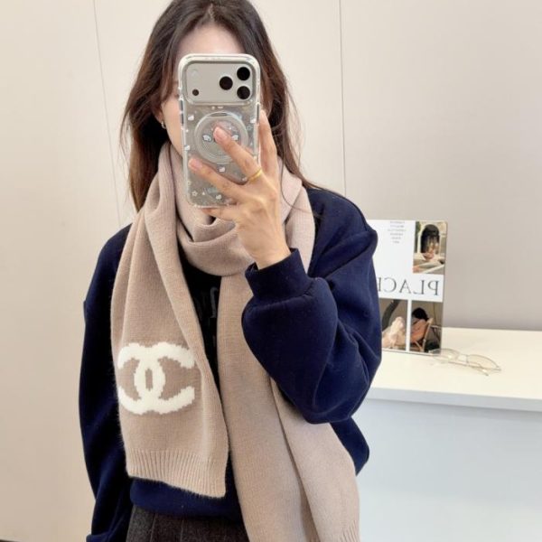 designer,replica,clothing,fake,1:1,lv,luxury,high quality Chanel Fall/Winter New Embroidered Knit Scarf/Cashmere Knit Long Scarf (DF4NB)