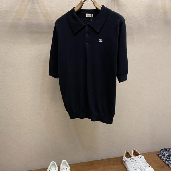 designer,replica,clothing,fake,1:1,lv,luxury,high quality Celine Embroidered Short-Sleeve Pullover Polo Shirt (C9DC3)