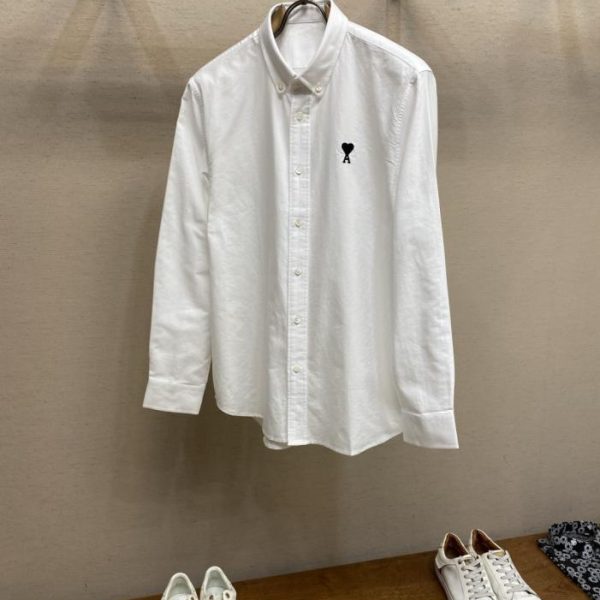 designer,replica,clothing,fake,1:1,lv,luxury,high quality AMI logo detail Oxford shirt (30O69)