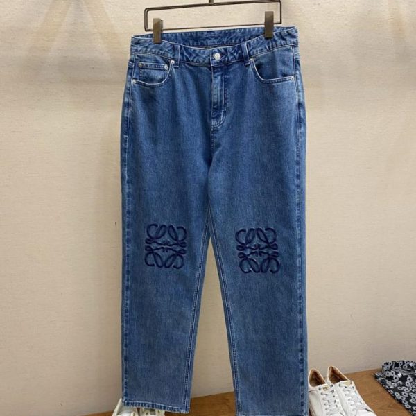 designer,replica,clothing,fake,1:1,lv,luxury,high quality Loewe embroidered detail washed distressed jeans (UKKF4)