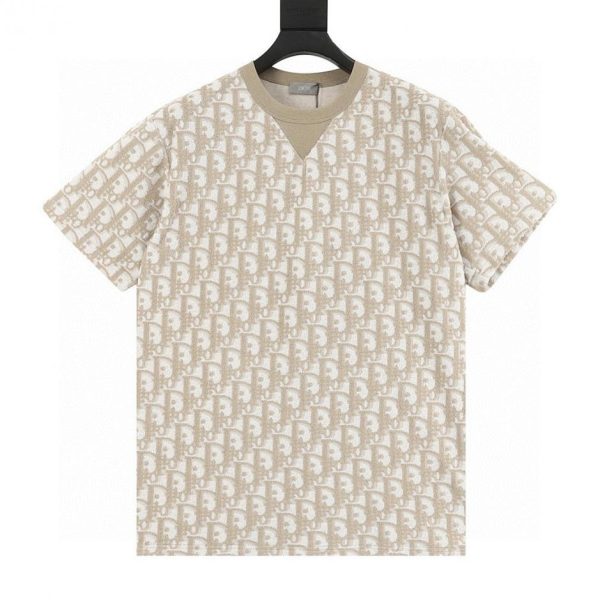 designer,replica,clothing,fake,1:1,lv,luxury,high quality Dior Oblique monogram print two-tone short-sleeved T-shirt (59F5)