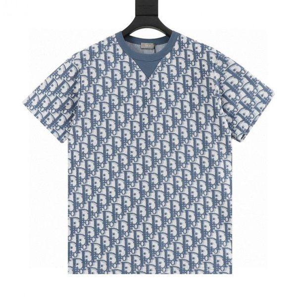 designer,replica,clothing,fake,1:1,lv,luxury,high quality Dior Oblique monogram print two-tone short-sleeved T-shirt (5B3E)