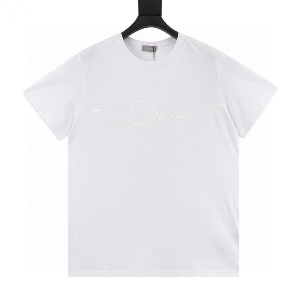 designer,replica,clothing,fake,1:1,lv,luxury,high quality Dior RIBBON Tricolor Signature Embroidered Short-Sleeve T-Shirt (9639)