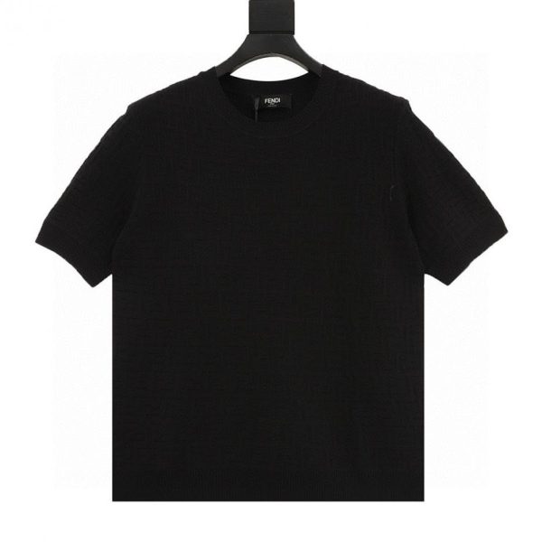 designer,replica,clothing,fake,1:1,lv,luxury,high quality FENDI All-FF Jacquard Knit Short-Sleeve T-Shirt (C326)