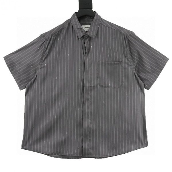 designer,replica,clothing,fake,1:1,lv,luxury,high quality SAINT LAURENT striped jacquard short-sleeved shirt (7E26)