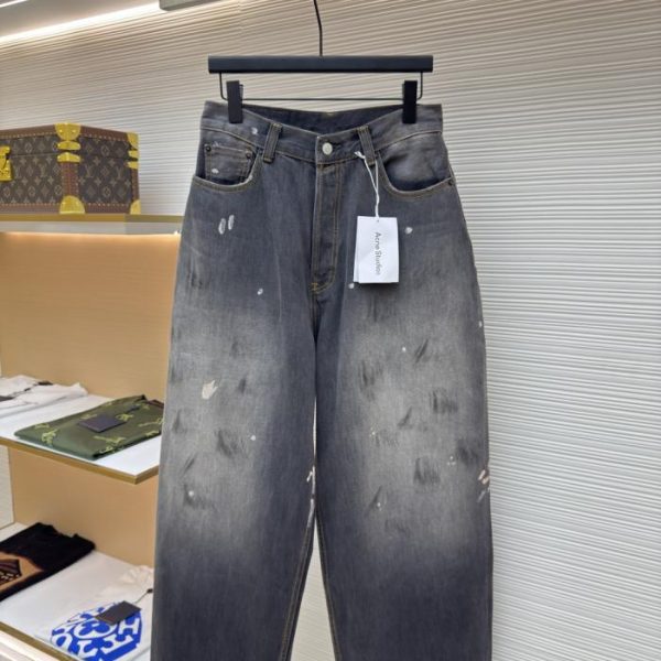 designer,replica,clothing,fake,1:1,lv,luxury,high quality Acne Studios Washed Paint Splatter Wide-Leg Jeans (IHULZ)