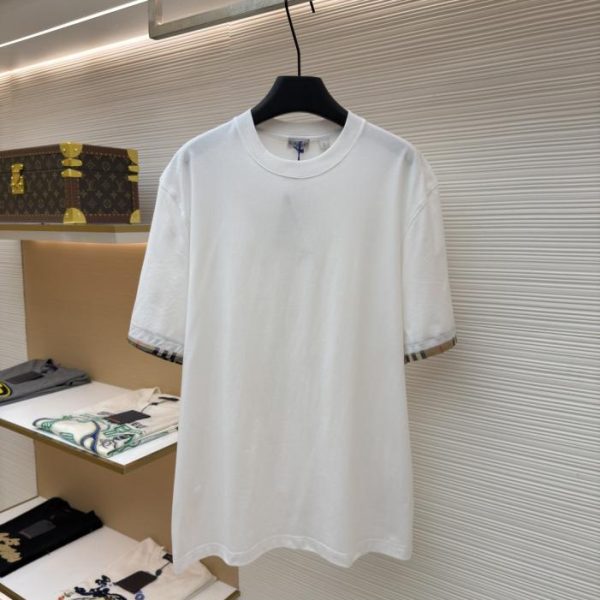 designer,replica,clothing,fake,1:1,lv,luxury,high quality Burberry check color-block crew neck short-sleeved T-shirt (Z5FV2)