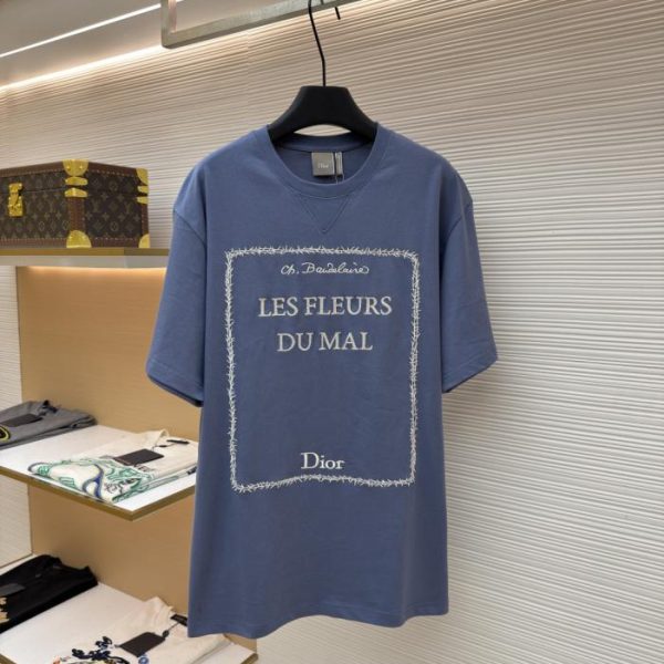 designer,replica,clothing,fake,1:1,lv,luxury,high quality Dior thorn-embroidered crew neck short-sleeved shirt (YOHWA)
